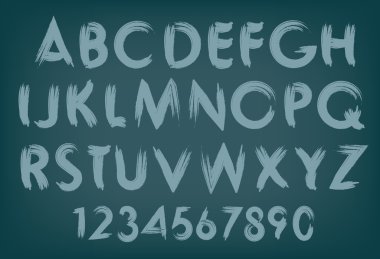 Vektör suluboya alfabe tipografi ile numaralarını ayarlayın.