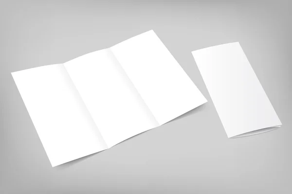 Vektor-Blanko-Trifold-Flyer mit Deckel auf grauem Hintergrund — Stockvektor