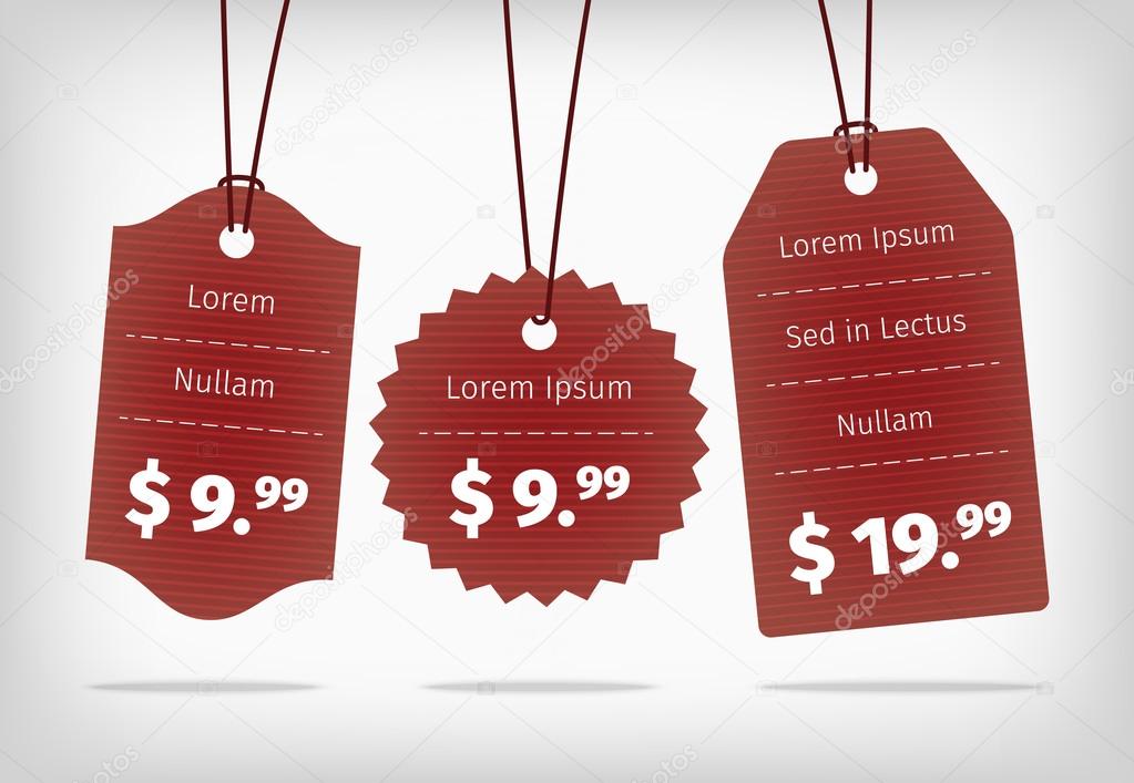 Hanging cardboard pricing tags with colorful Vector Image