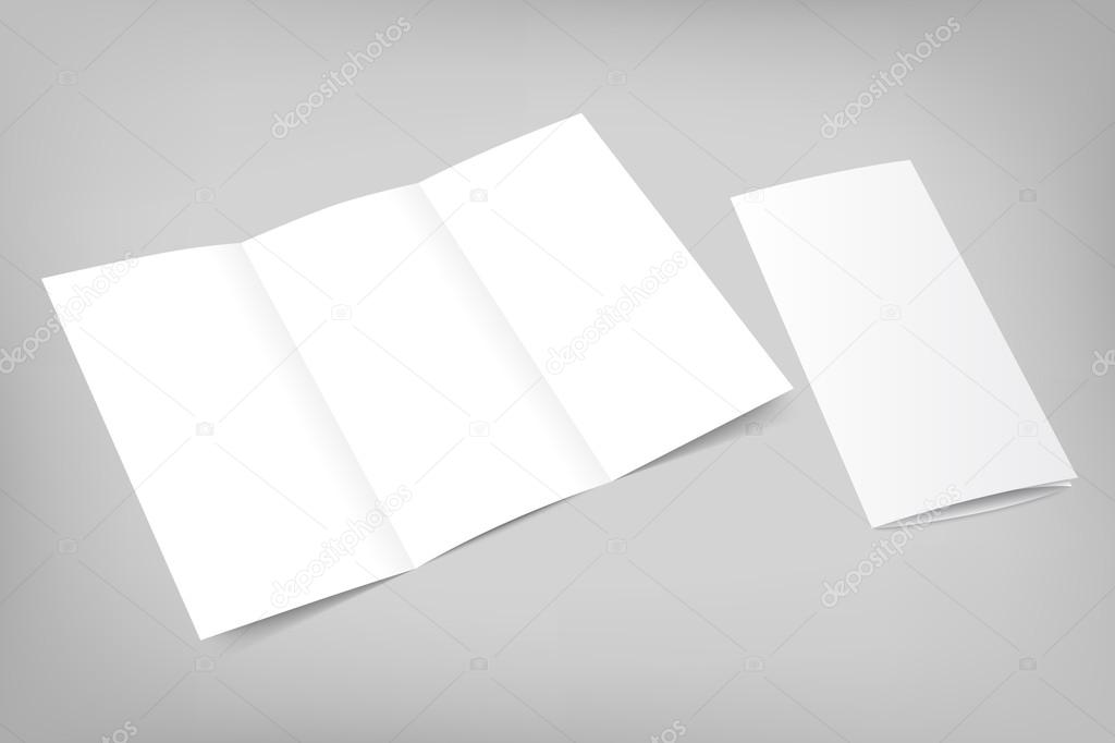 Vector blank tri fold flyer with cover on gray background