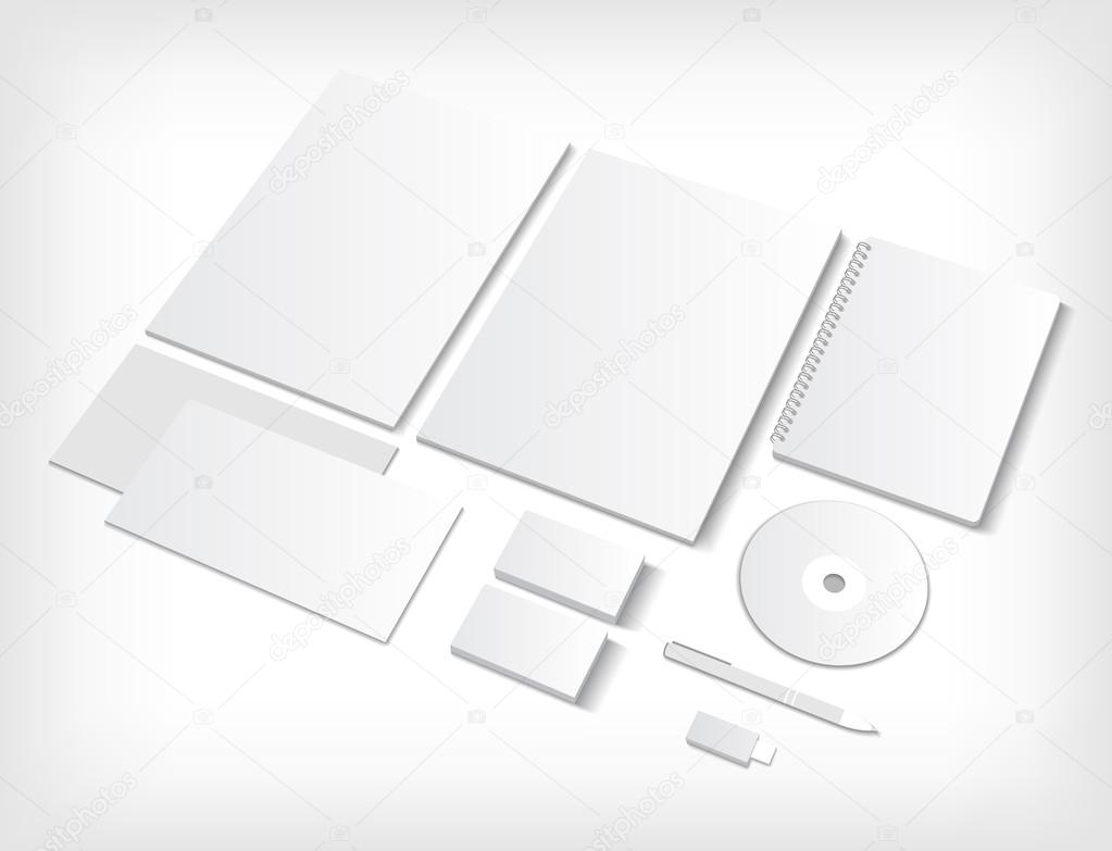 Set of CI blank templates with business cards and notebook.