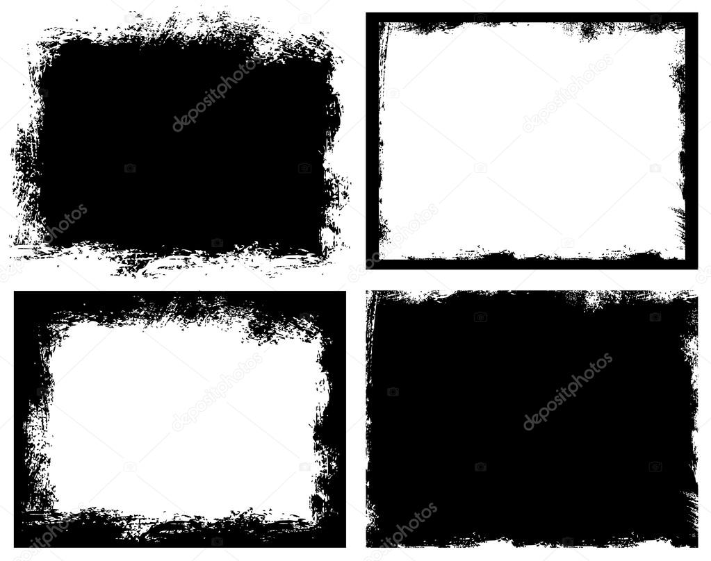 Set of grunge background. Broken dirty rough frames. 