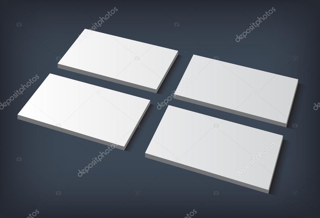 Four blank piles business cards ready for brand presentation.