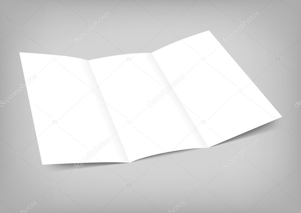 Vector blank tri fold paper flyer on gray background