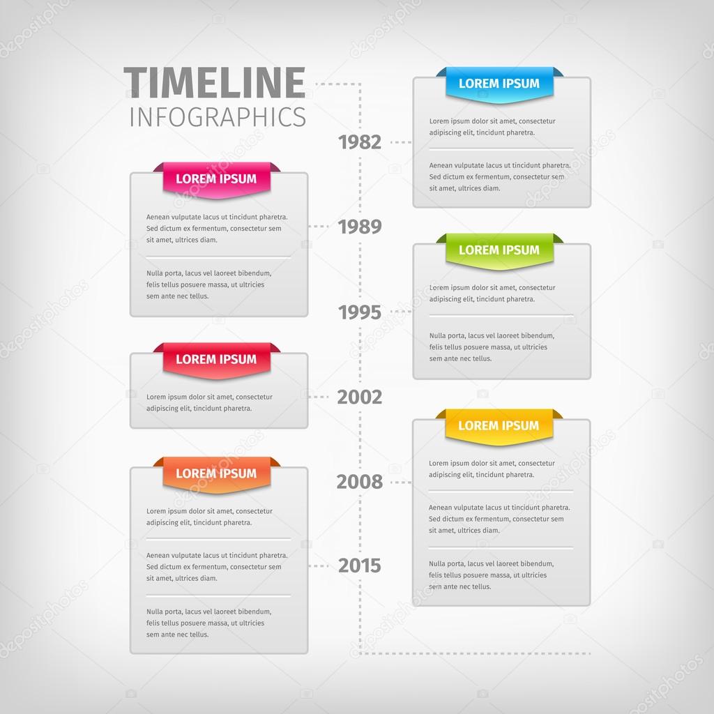 Timeline Infographics with soft gray boxes and border.