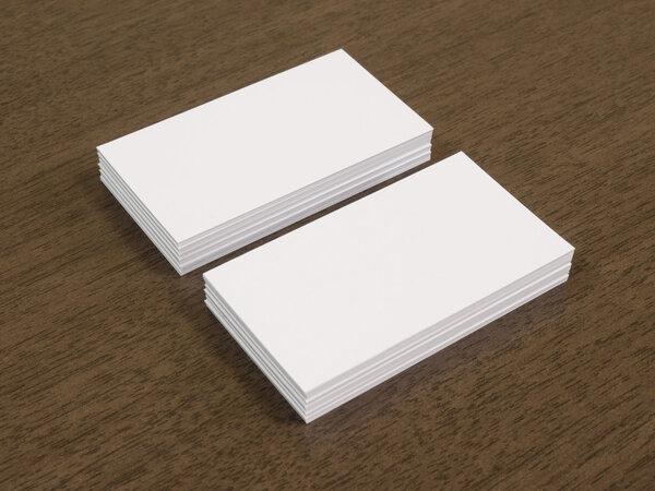 Business cards on a wooden desk