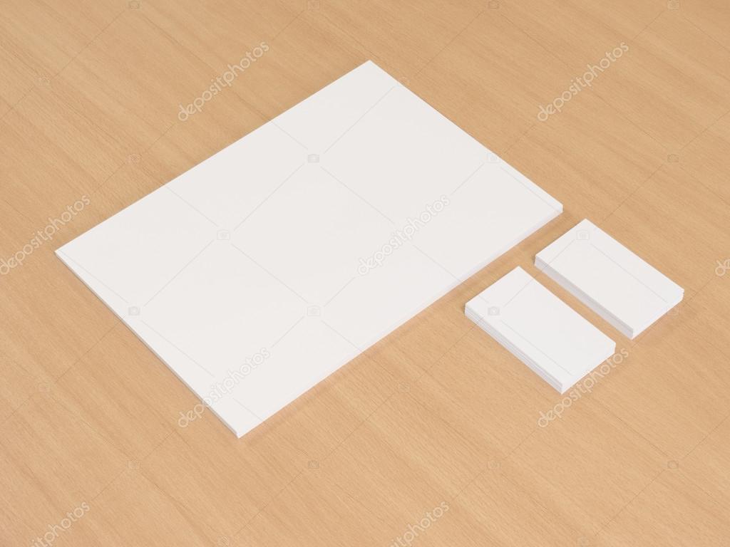 Business cards blank mockup with a pile of documents