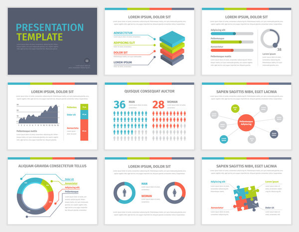 Set of Presentation Template. Infographic elements on slides.