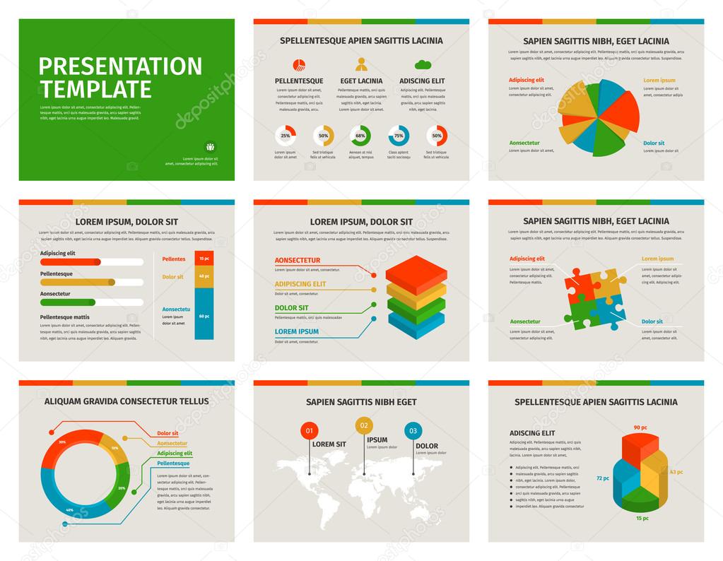 Set of Presentation Template. 3D infographic elements.