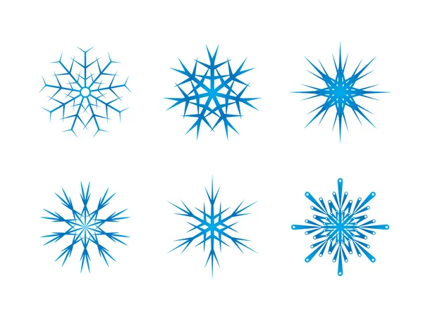 Κατεψυγμένα σύνολο νιφάδες χιονιού που απομονώνονται σε λευκό φόντο μπλε. — Διανυσματικό Αρχείο