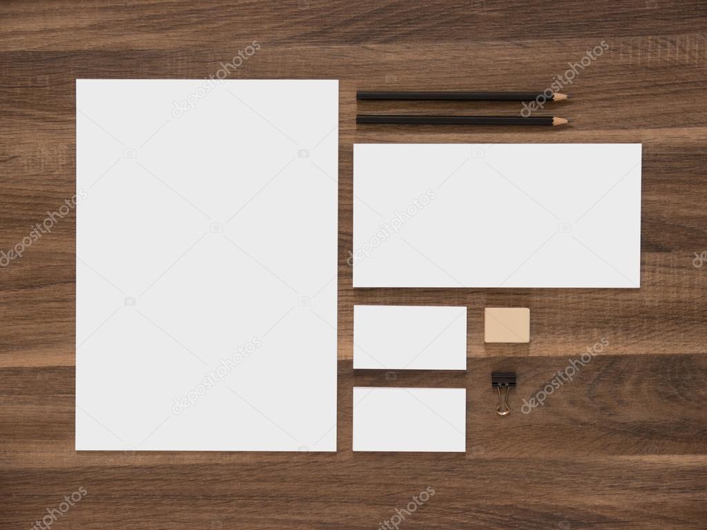 Business Card, Letterhead and Envelope Mockup Stock Template