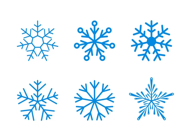 Ensemble isolé de flocons de neige vectoriels sur fond blanc . — Image vectorielle