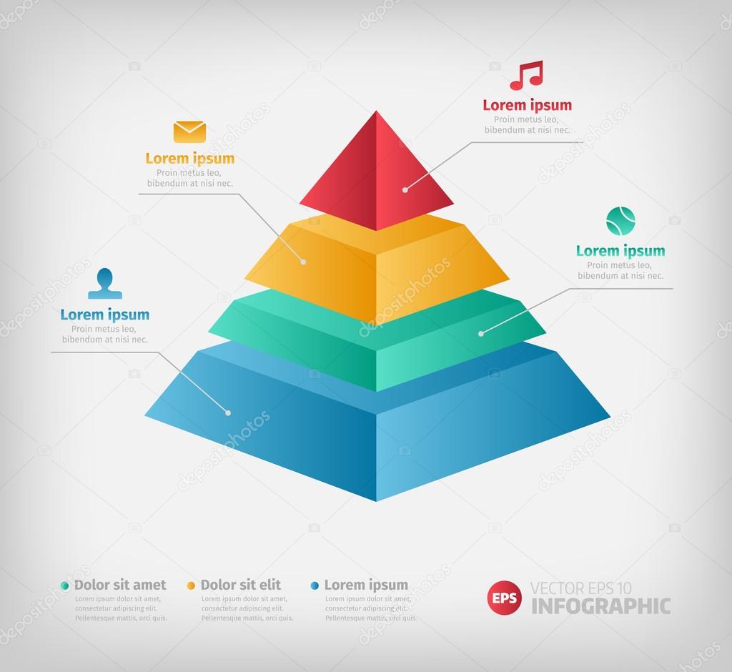 Pyramid cone info chart graphic for business design.