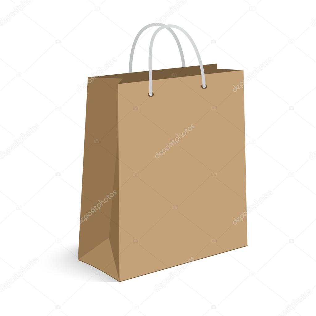 Blank shopping bag on white for advertising and branding.