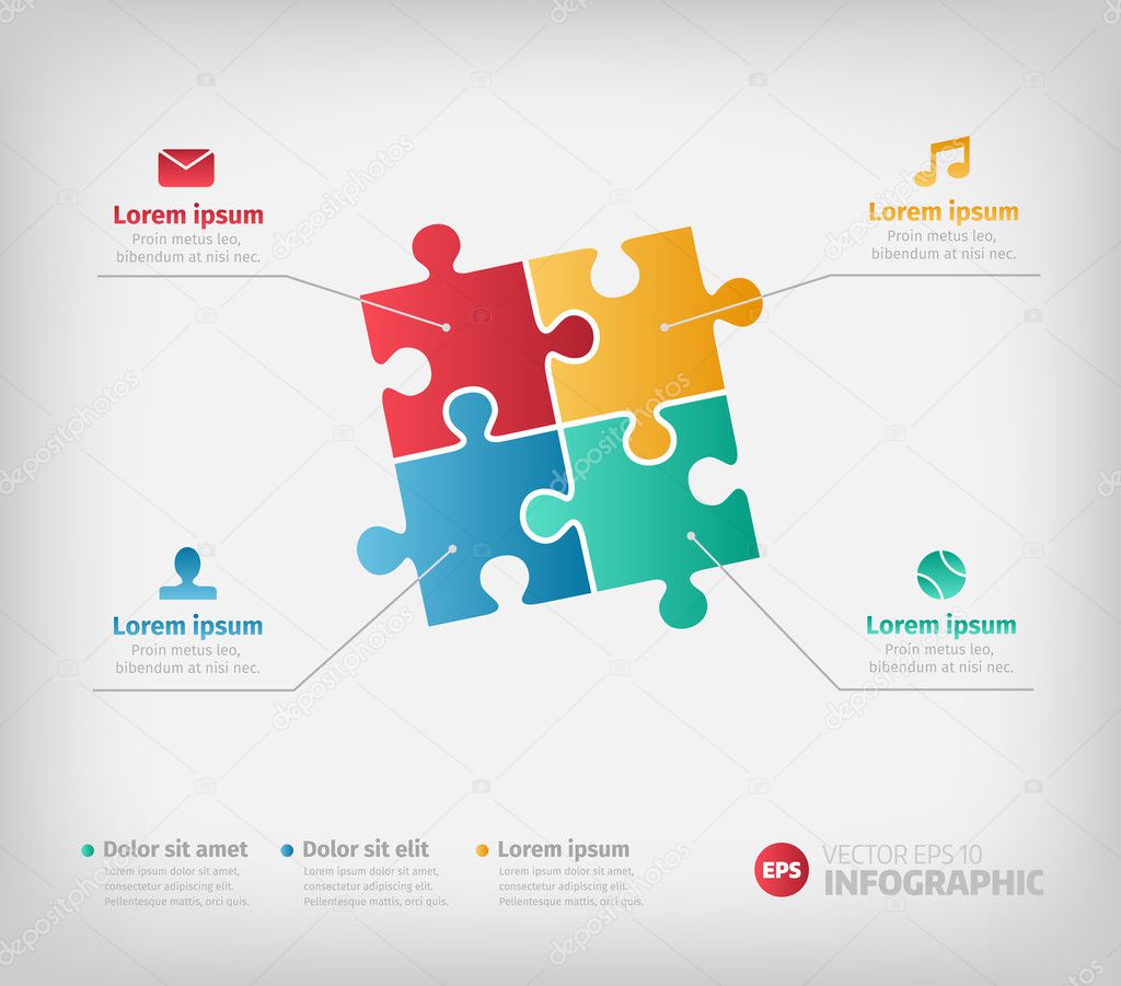 Puzzle infographic illustration for business design and reports.