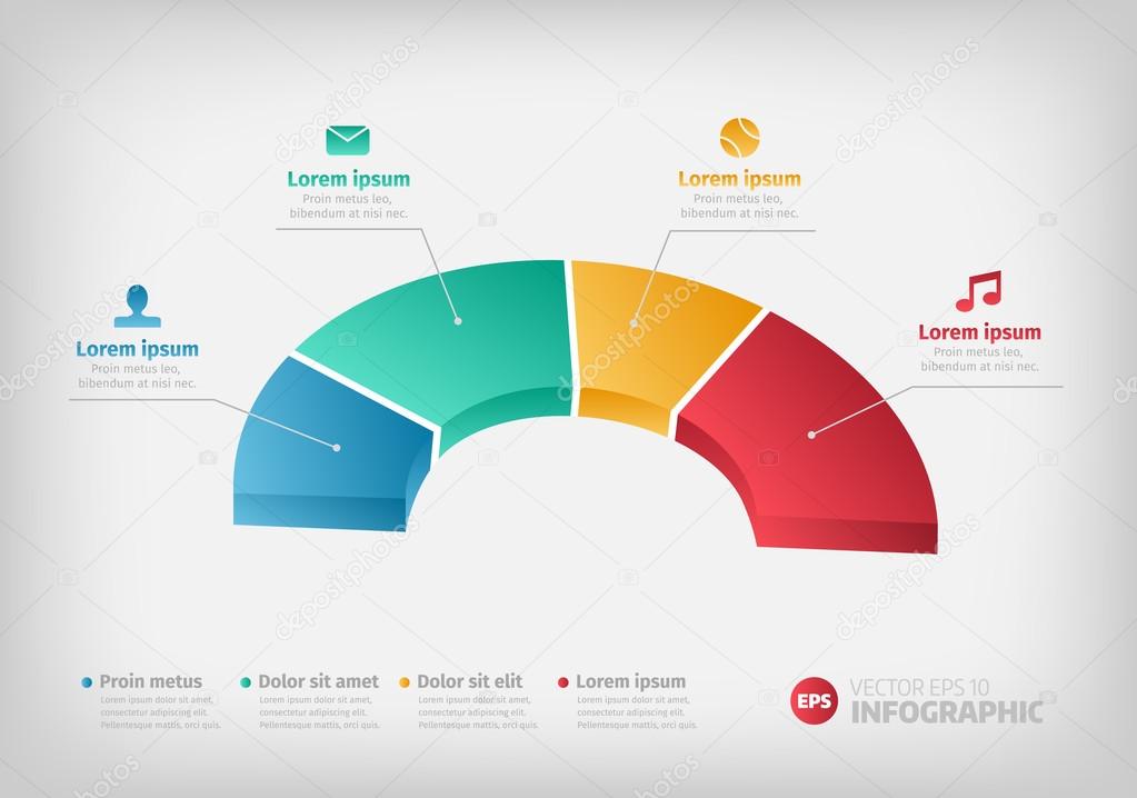 Half of a business pie chart for reports or infographic.