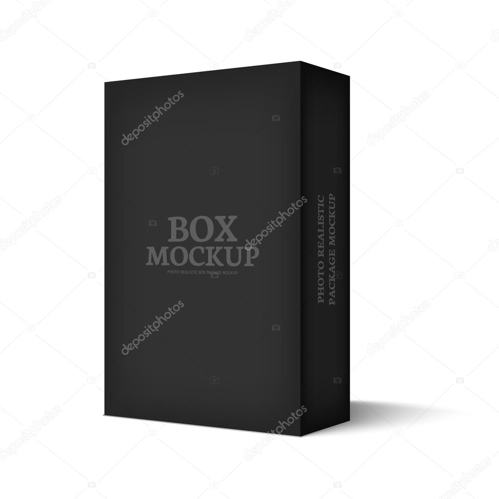 Realistic mockup black box isolated on white background.