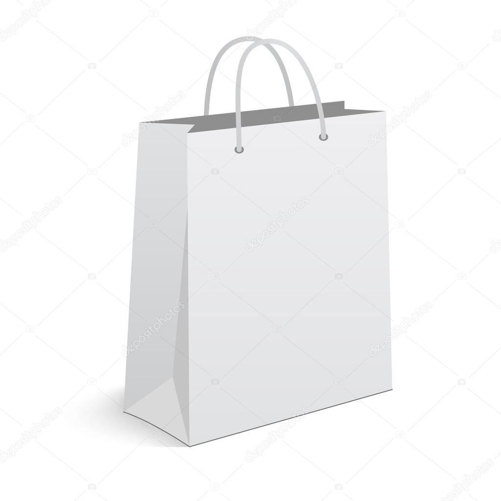 Vector empty shopping bag on white background.