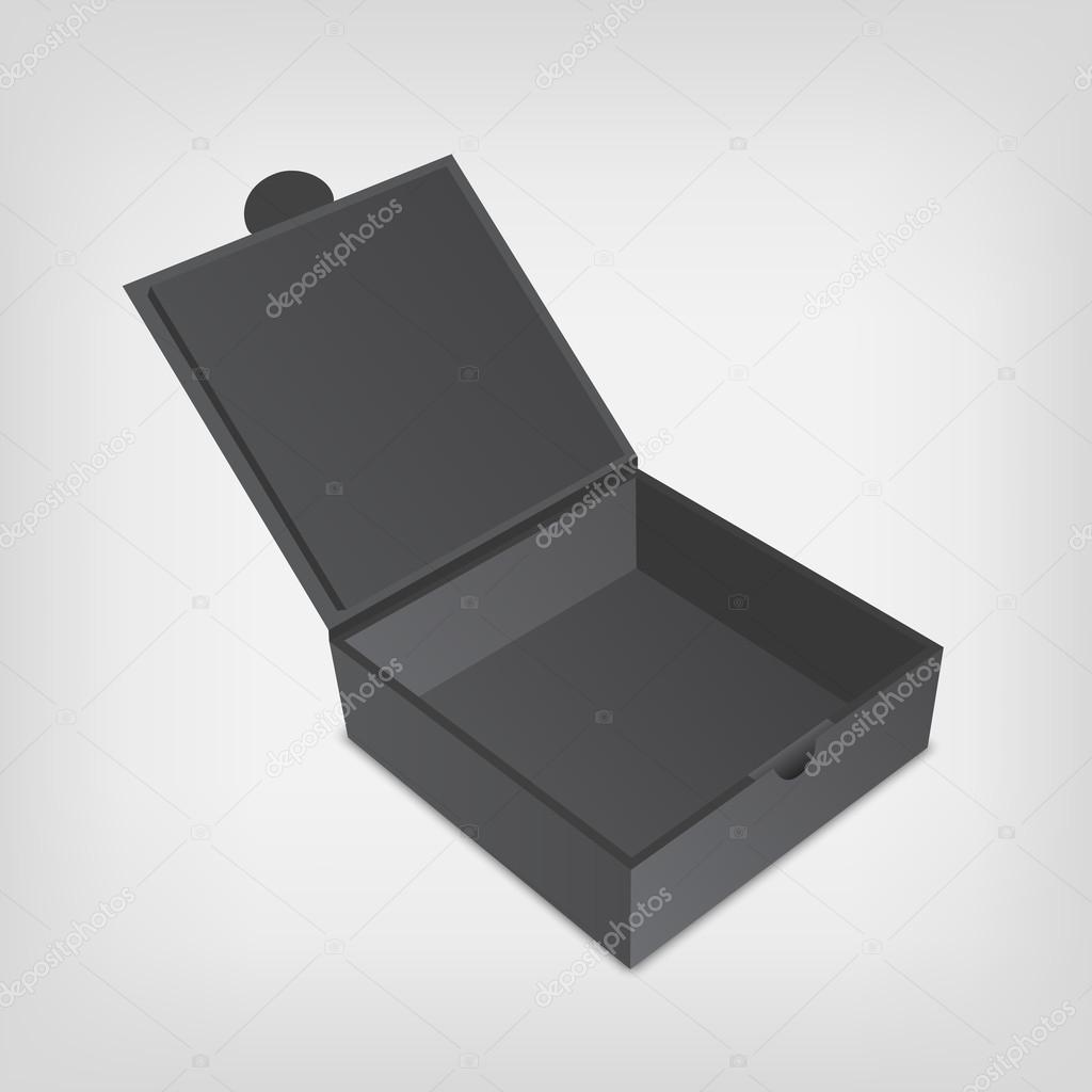 Open gray packaging design box mockup. Gray squared shape.