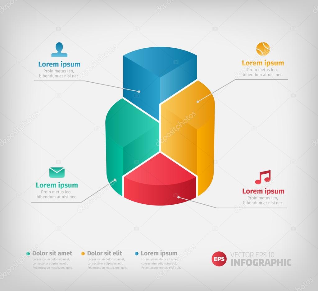 Modern 3d graph for web, presentation or brochures.