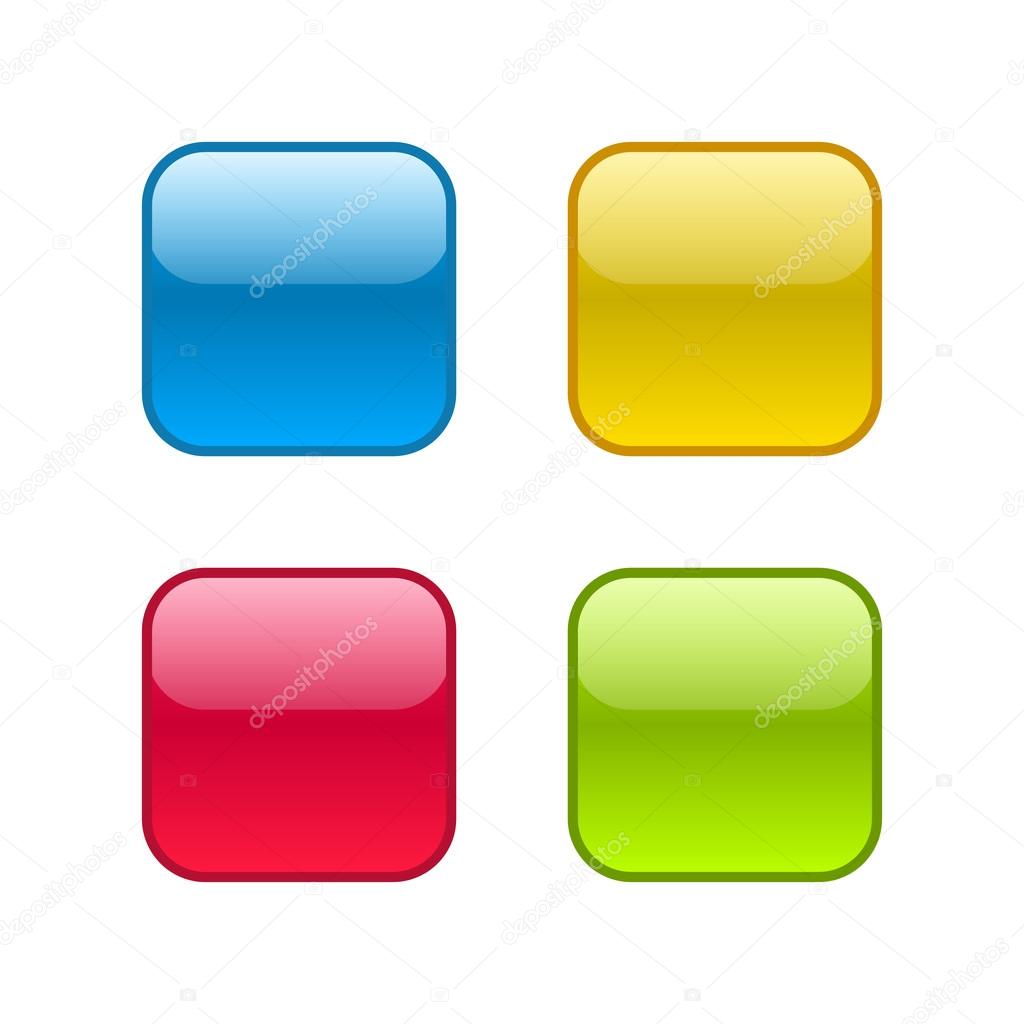 Set of square rounded web buttons with outlines border.