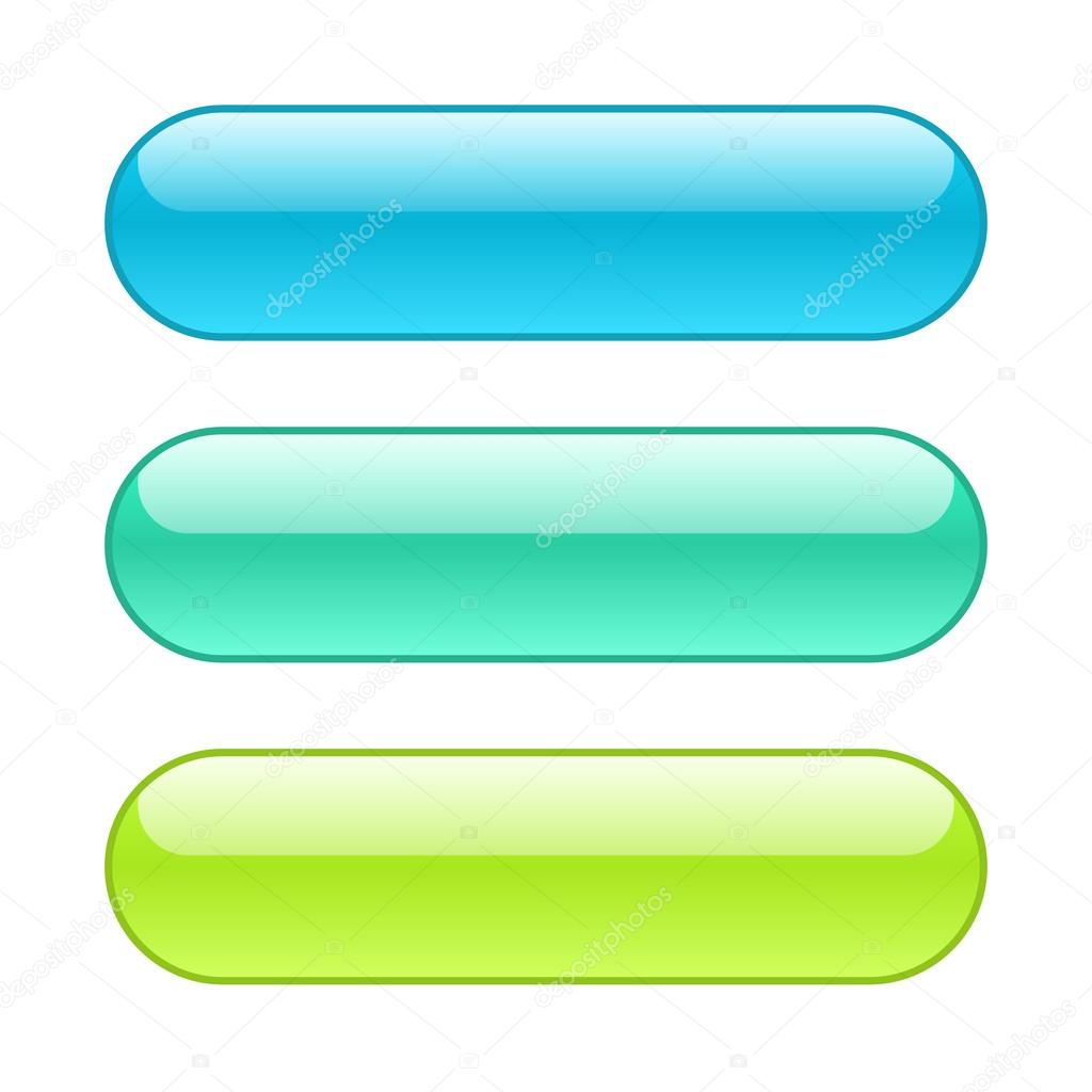 Colored web buttons. Rounded shape with outlines.