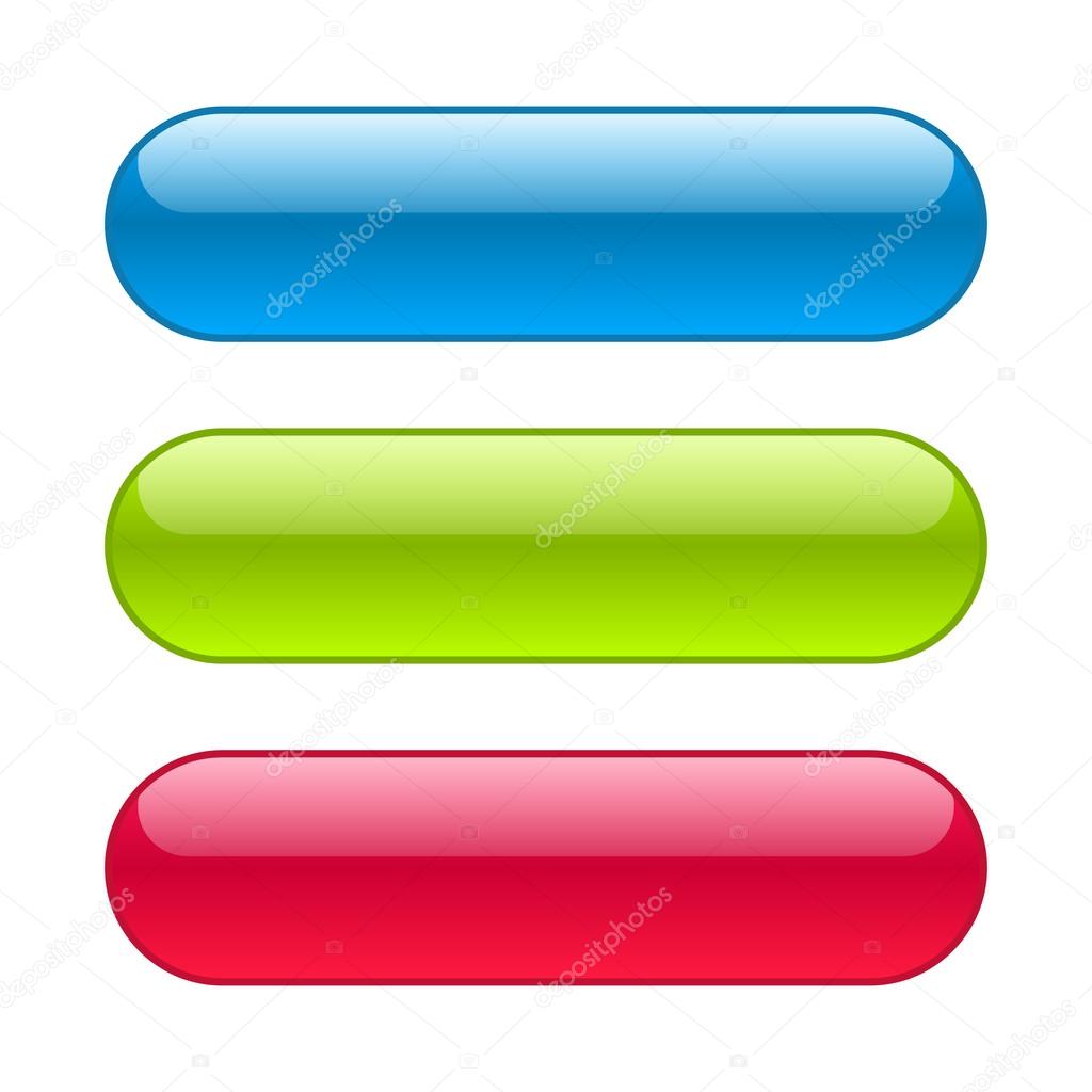 Glossy blue, red and green web buttons.