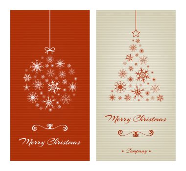 Top ve kar taneleri ağaçtan Noel kartları evlenmek.