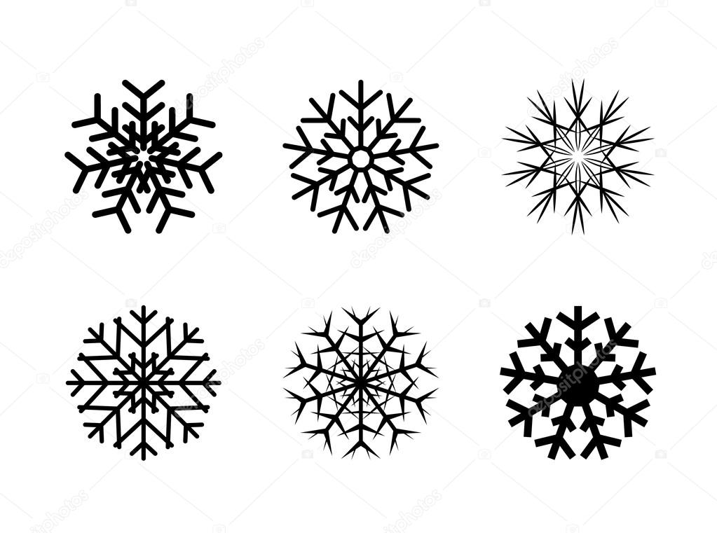 Isolated decorative vector snowflakes winter christmas set.