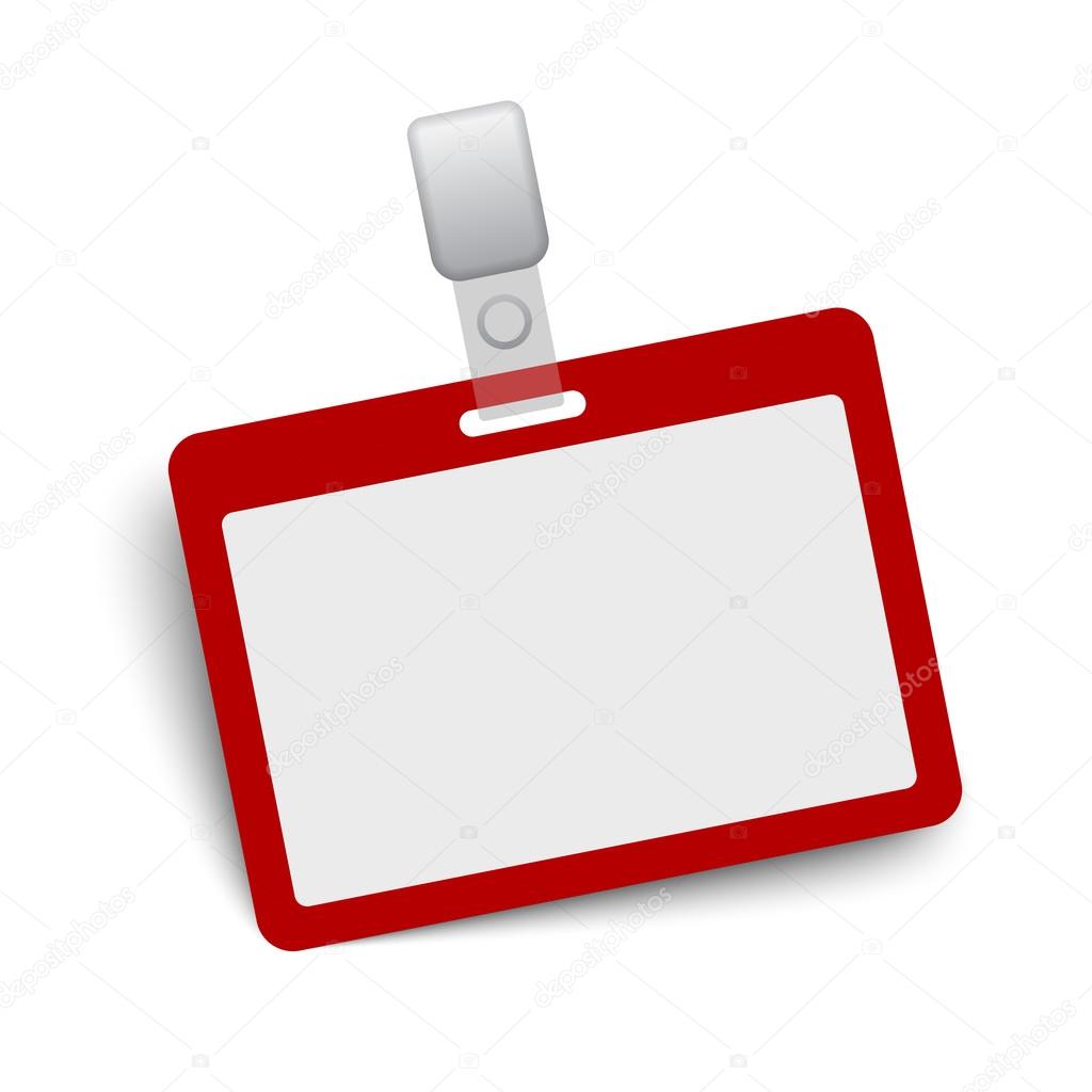 Red blank vector name tag isolated on white background
