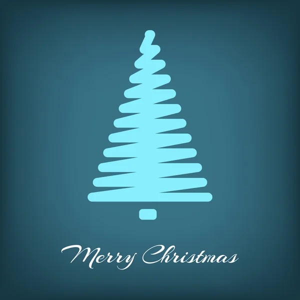 Simple vector azul árbol de Navidad en forma de contornos . — Vector de stock