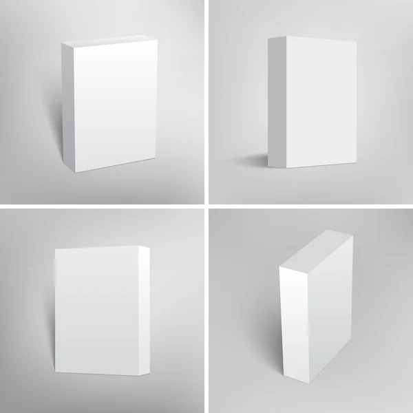 Conjunto de caixas de embalagem brancas em branco para design de software — Vetor de Stock