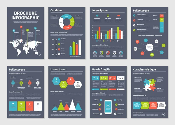 Modèle de brochure infographique moderne sombre . — Image vectorielle