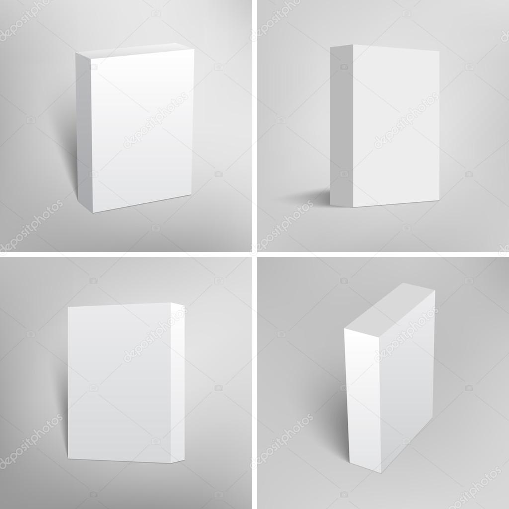 Set of blank white packaging boxes for software design