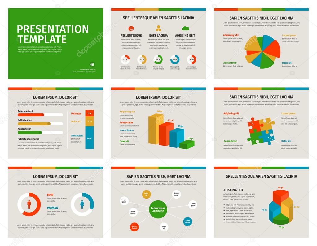 Presentation template. Infographic elements on slides.