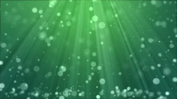 Πράσινο φόντο με σωματίδια και οι προβολείς — Αρχείο Βίντεο