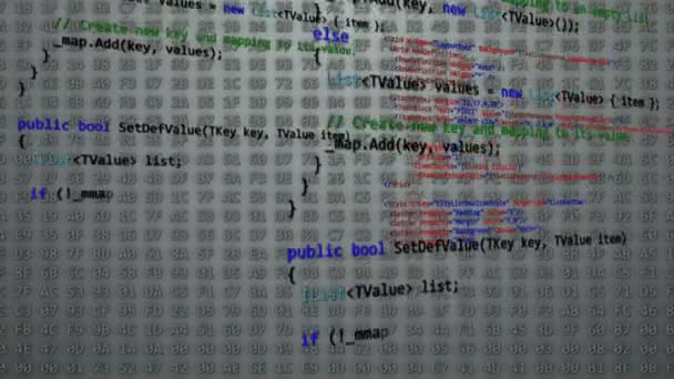 Кольоровий комп'ютерний код на сірому тлі . — стокове відео