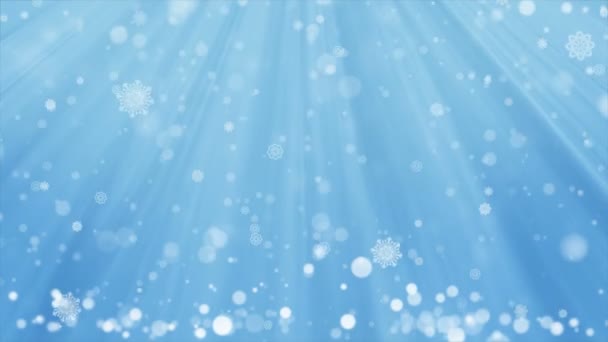 Blue Christmas Background and Winter Snow Fall with seamless loop. — Stock Video