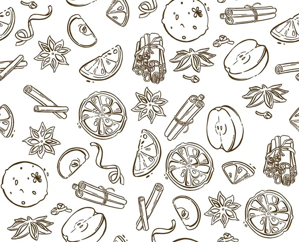 Noel baharatları, yıldız anason, elma. Yüksek kaliteli illüstrasyon