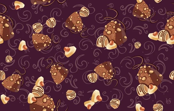 Bezszwowy Wzór Czekolady Słodyczami Wzorem Wysokiej Jakości Ilustracja — Zdjęcie stockowe