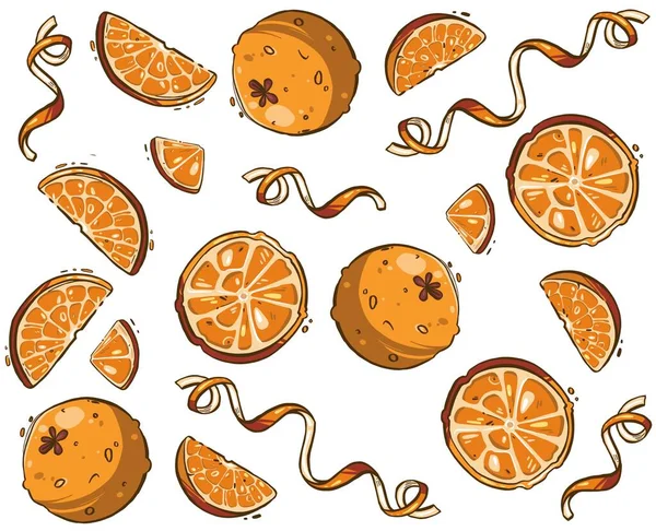 Set half, cut slice orange fruit . High quality illustration