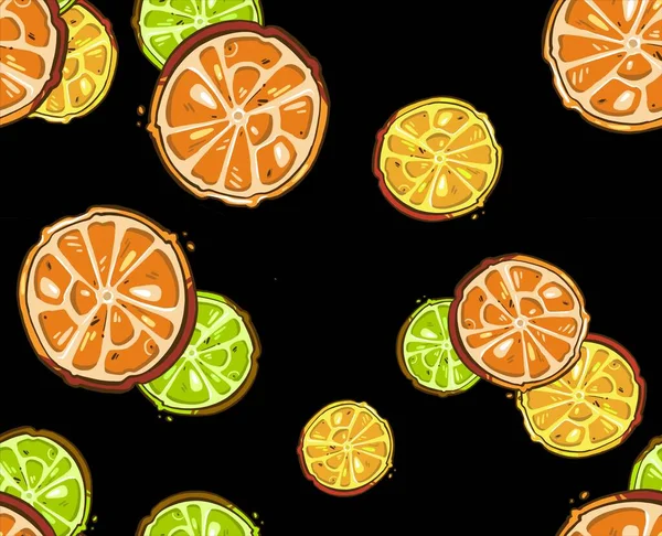 Set Half Cut Slice Orange Fruit High Quality Illustration — Stock Photo, Image