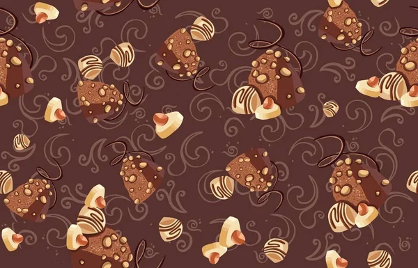 Nahtloses Schokoladenmuster Mit Süßigkeiten Muster Hochwertige Illustration — Stockfoto