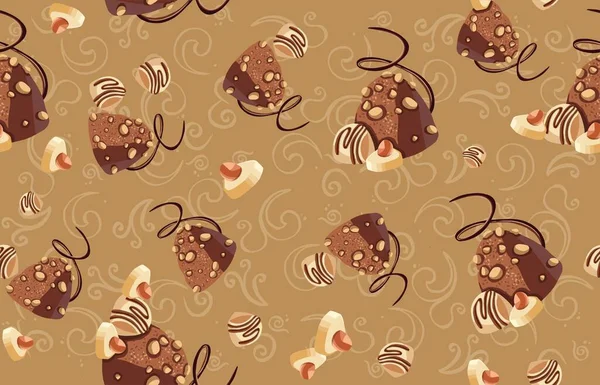 Seamless chocolate pattern with sweets, pattern. High quality illustration