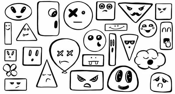 Conjunto Emoticons Conjunto Emoji Ilustração Vetorial —  Vetores de Stock