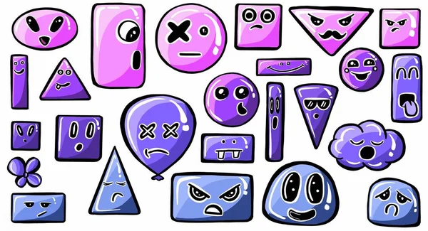 Conjunto Emoticons Conjunto Emoji Ilustração Vetorial —  Vetores de Stock