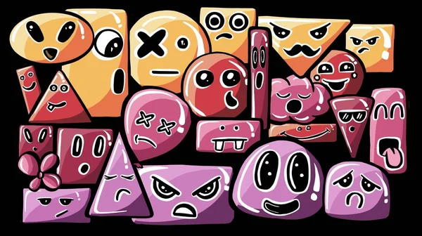 Smiley Faces Sticker Emoji Love Seamless Pattern Cartoon Youth Fun — Stock Photo, Image