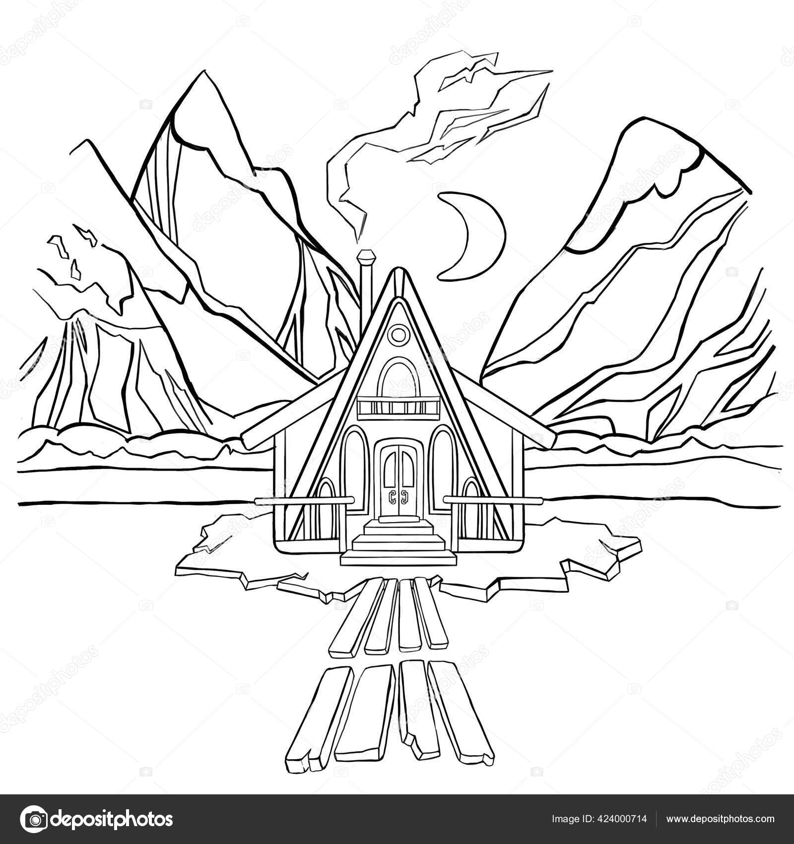 Download Coloring Book Winter Night House Mountains Vector Illustration Vector Image By C Irinapkn Mail Ru Vector Stock 424000714