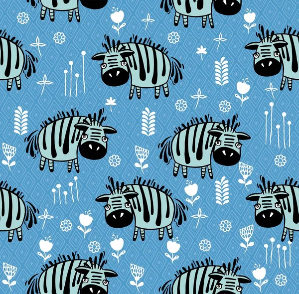 Zebra Zökkenőmentes Minta Narancssárga Háttér Nyári Gyerekek Óvodai Textil Nyomat — Stock Vector