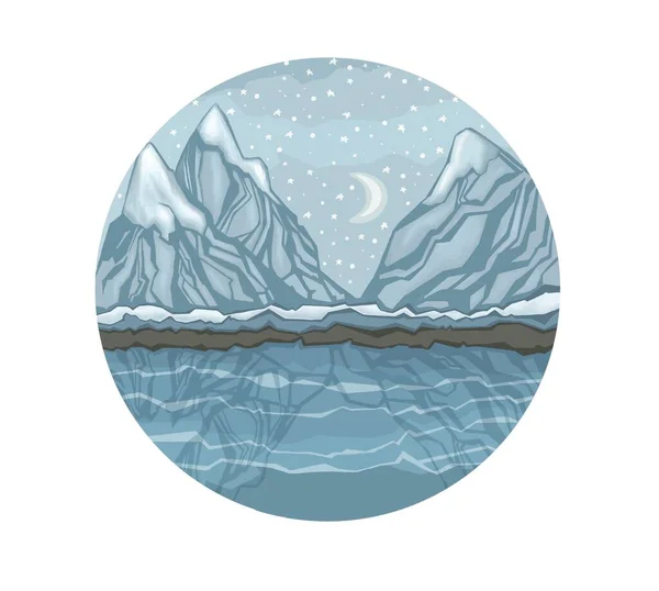 Stiliserad Illustration Som Visar Ett Alpint Landskap Med Berg Högkvalitativ — Stockfoto